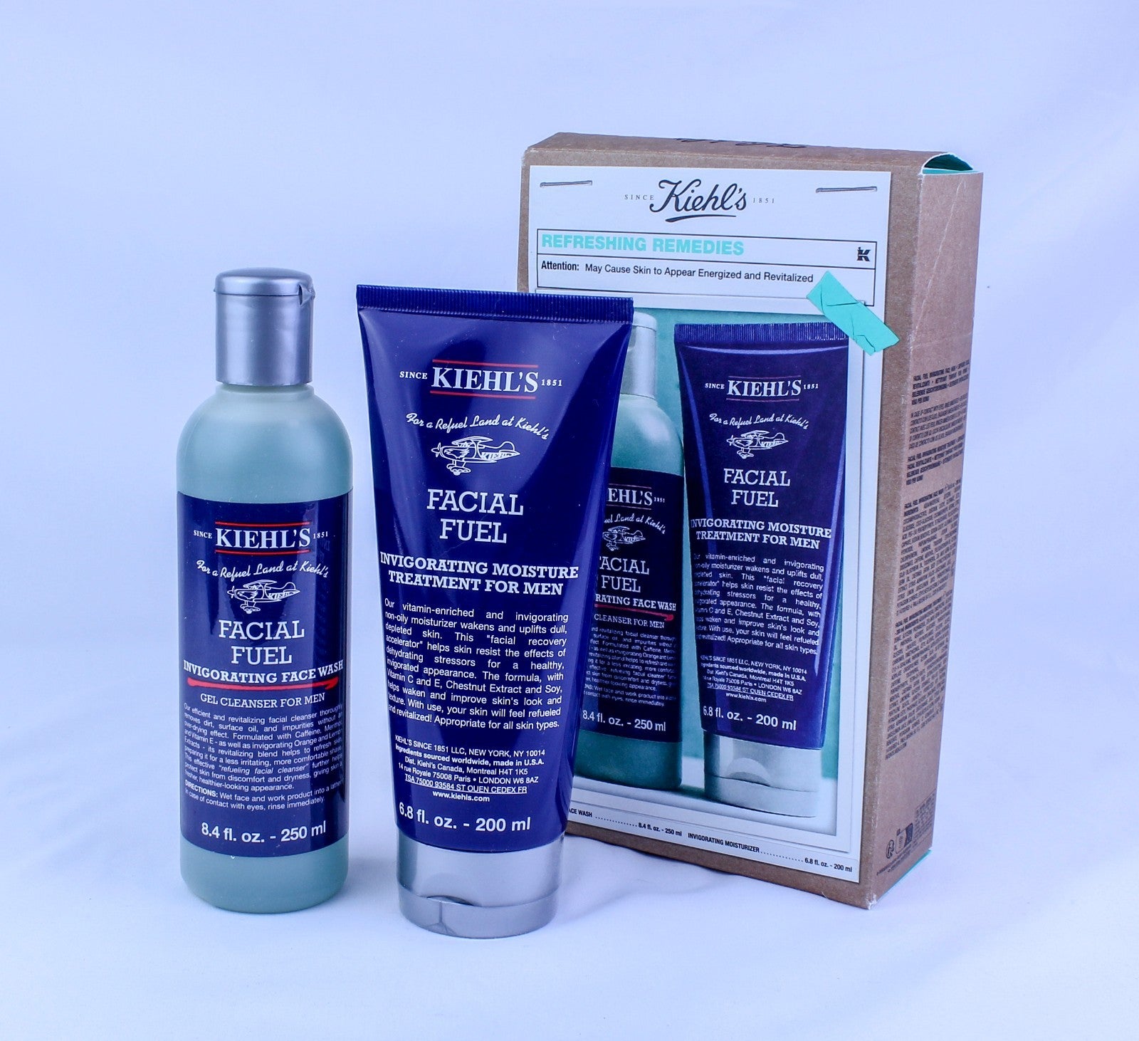 2Pcs Kiehl's Refreshing Remedies Face Wash & Moisture Treatment For Men Gift Set