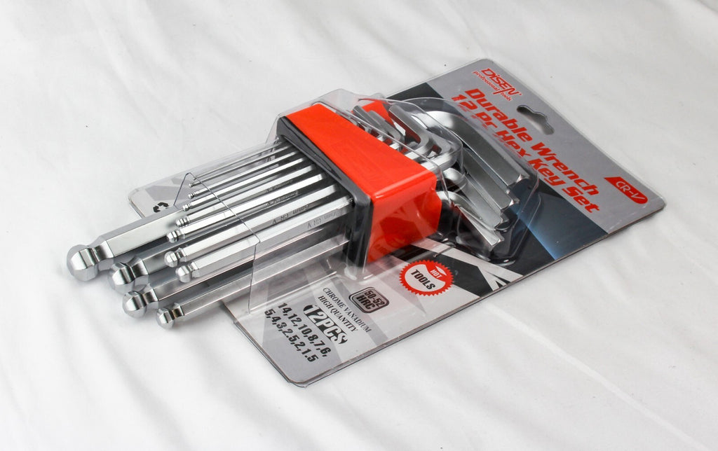 12 pcs Hex Key Set Wrench Durable CR-V 50-52 HRC High Quality  1 year warranty