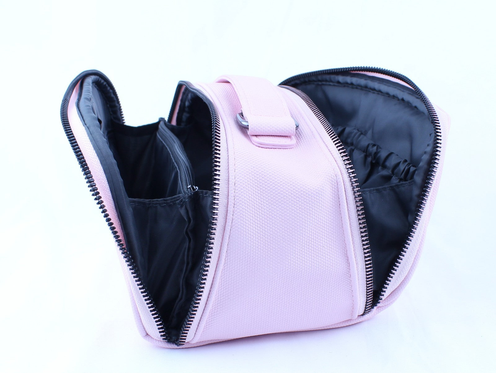 Lancôme cosmetic bag with double zippers and compartments pink