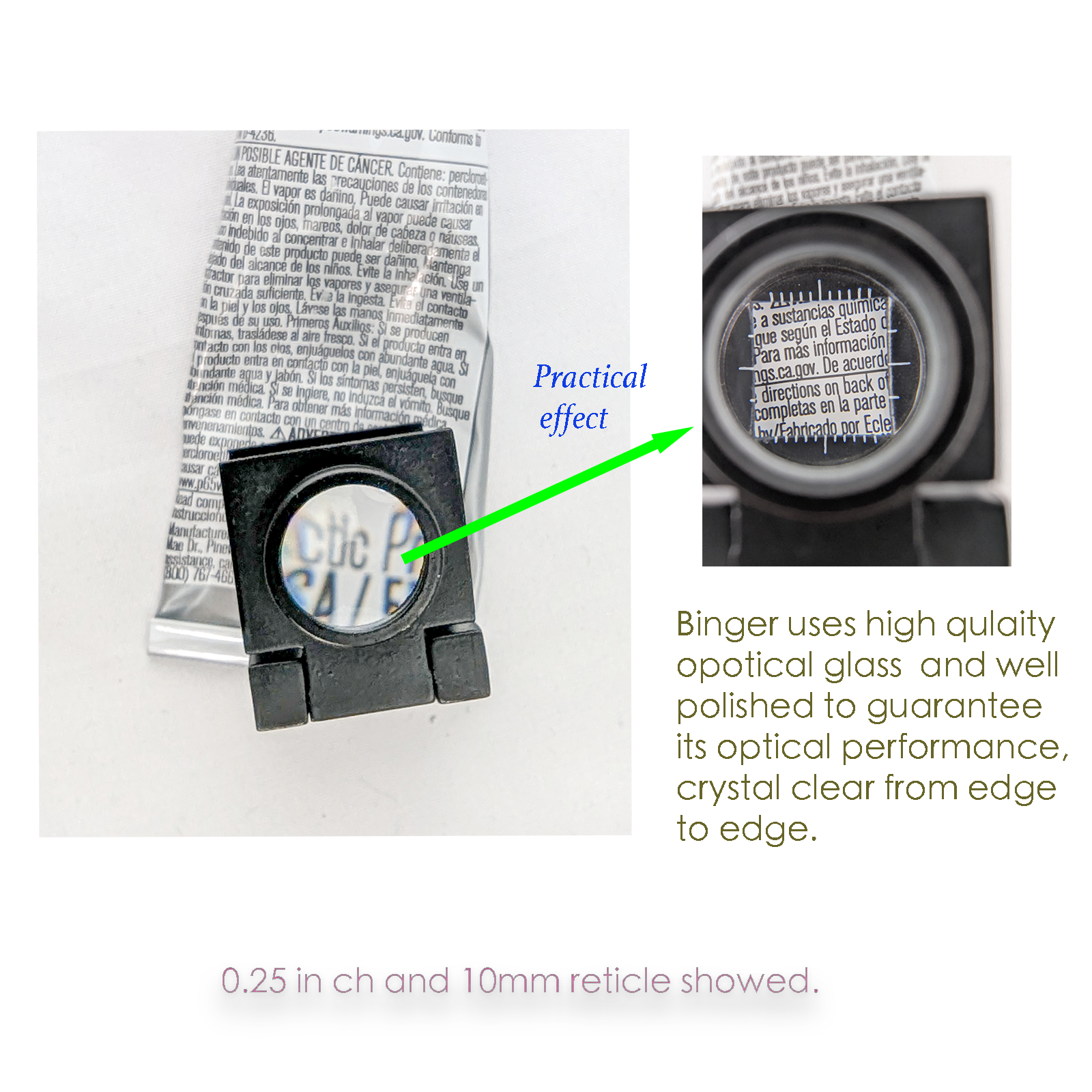 Binger  10x compact metal folding magnifier optical glass linen tester  BG802