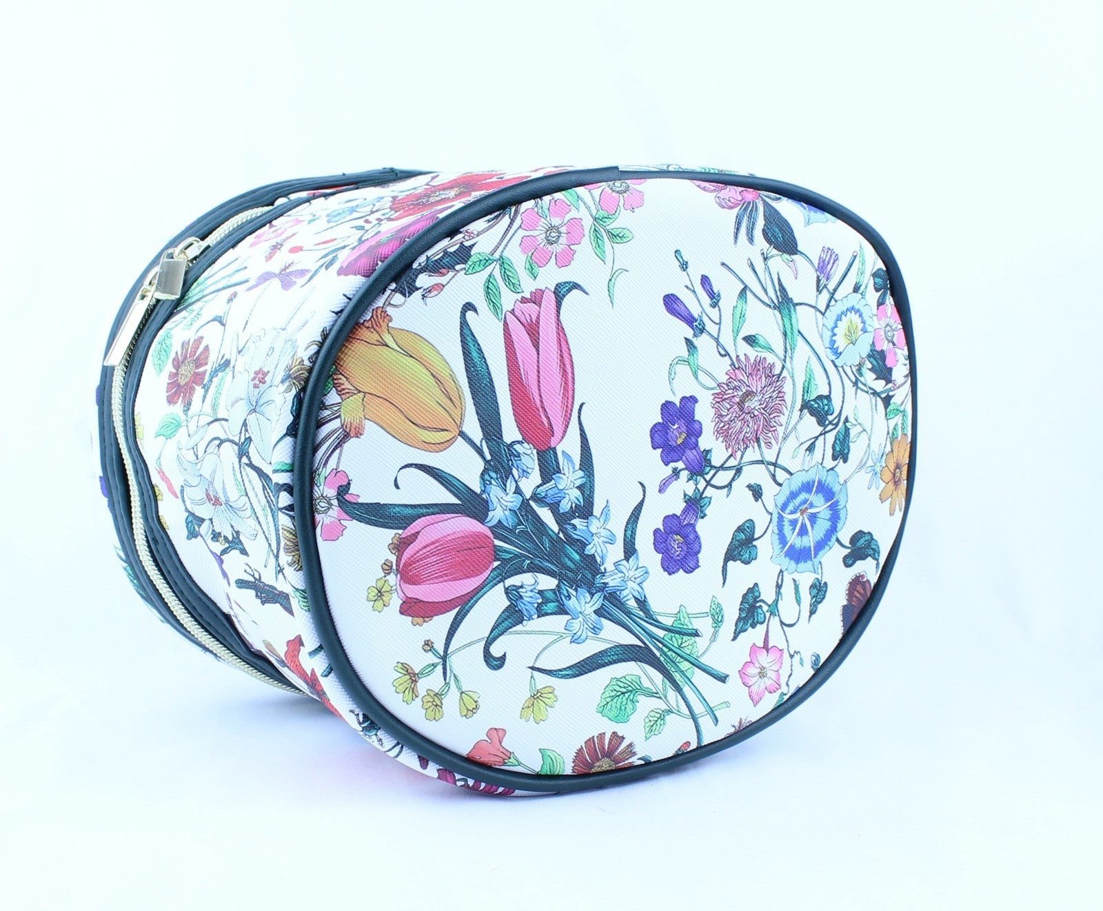Floral Cosmetic Makeup Vanity Case Bag Travel Mirror  New