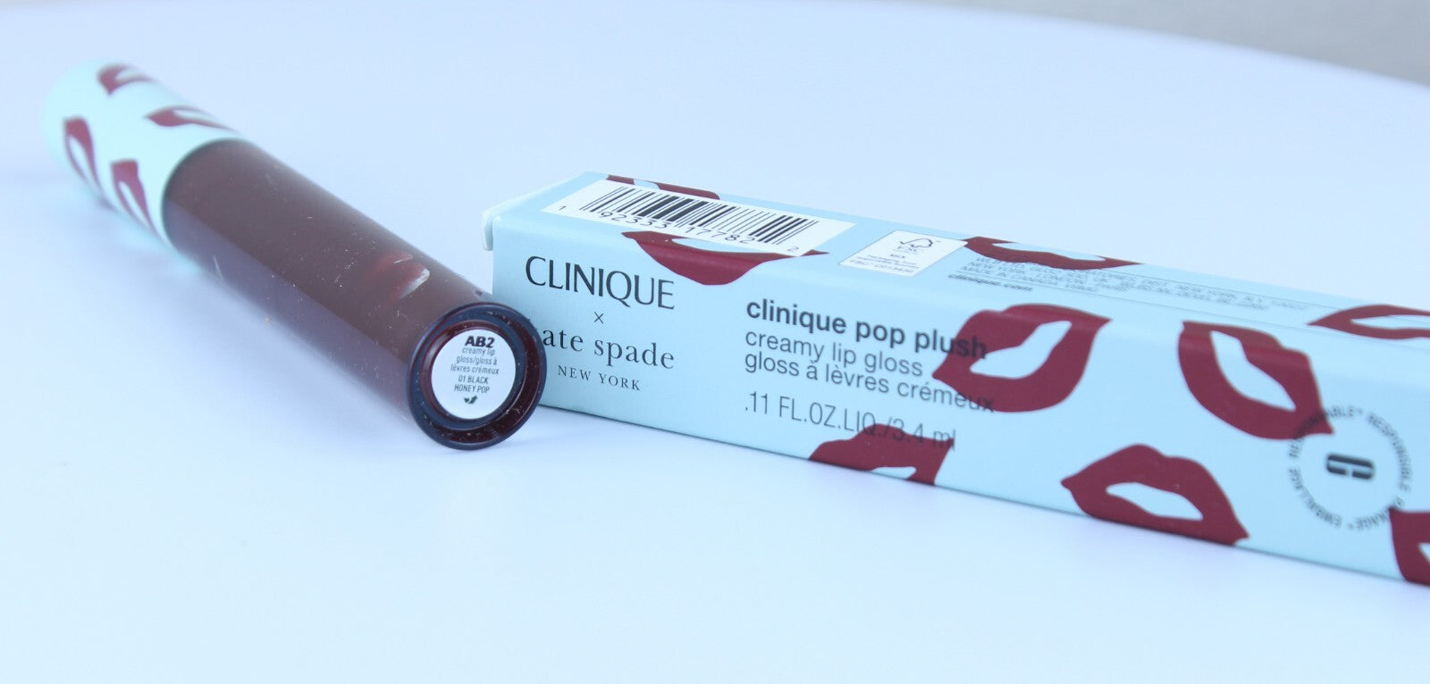 CLINIQUE  x KATE SPADE #01 BLACK HONEY Pop Plush Creamy Lip Gloss ~ 0.11oz NIB