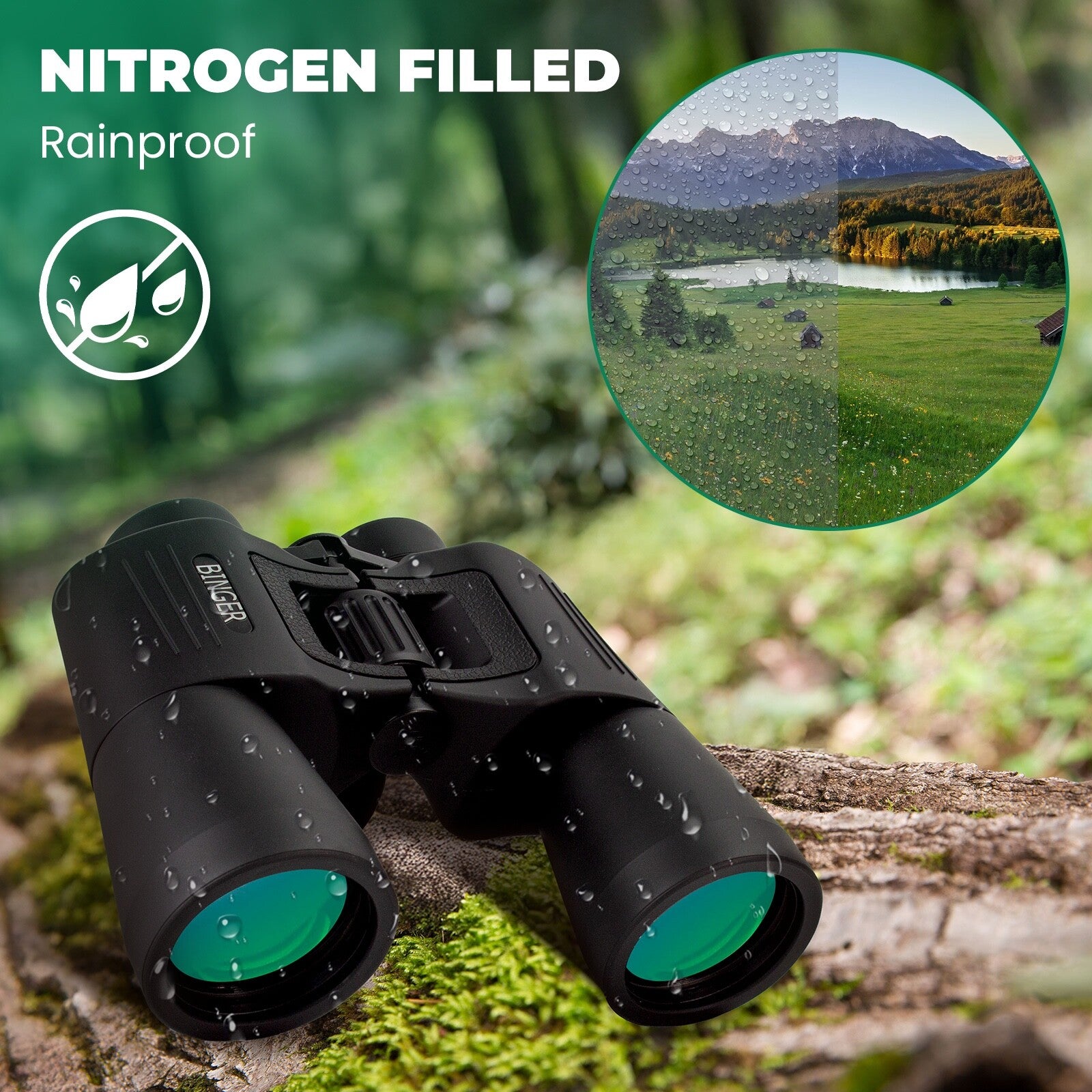 Binger 10x50 Long Eye Relief Binoculars High Defifinition Optical Glass