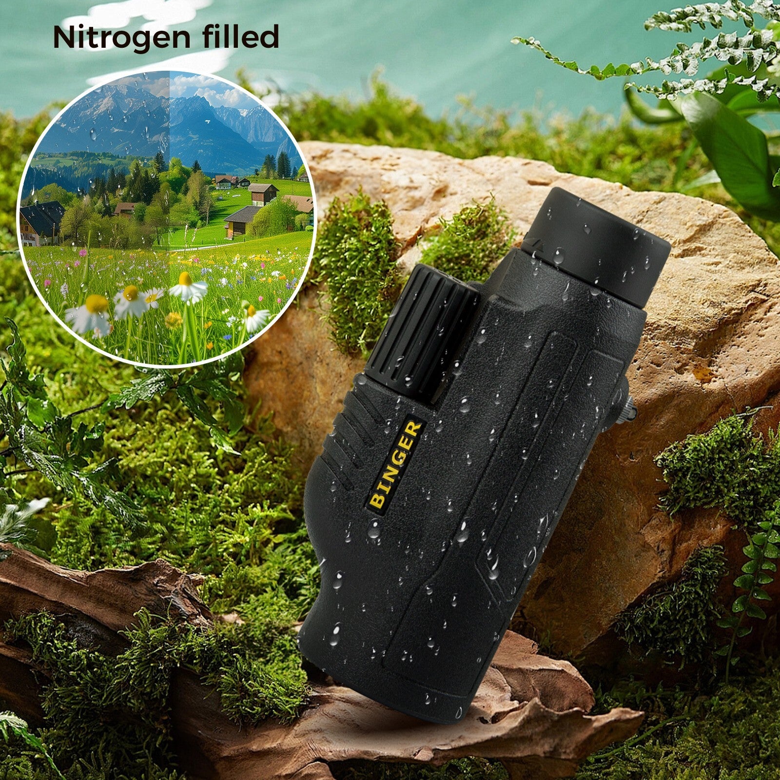 BINGER 10x42 monocular with focusing wheel for adult Birdwatching, hunting