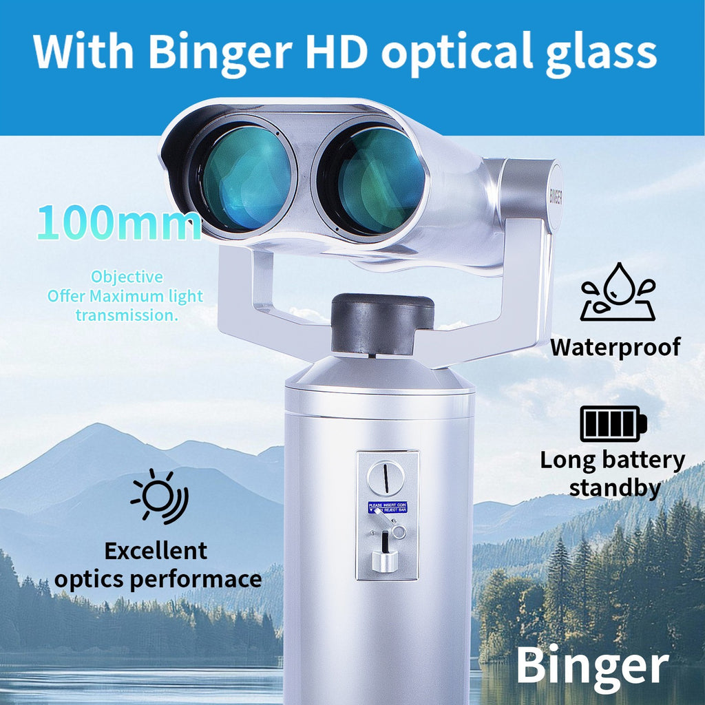 Binger 25x100 Binoculars mechanical coin-operated binoculars 100% waterproof.