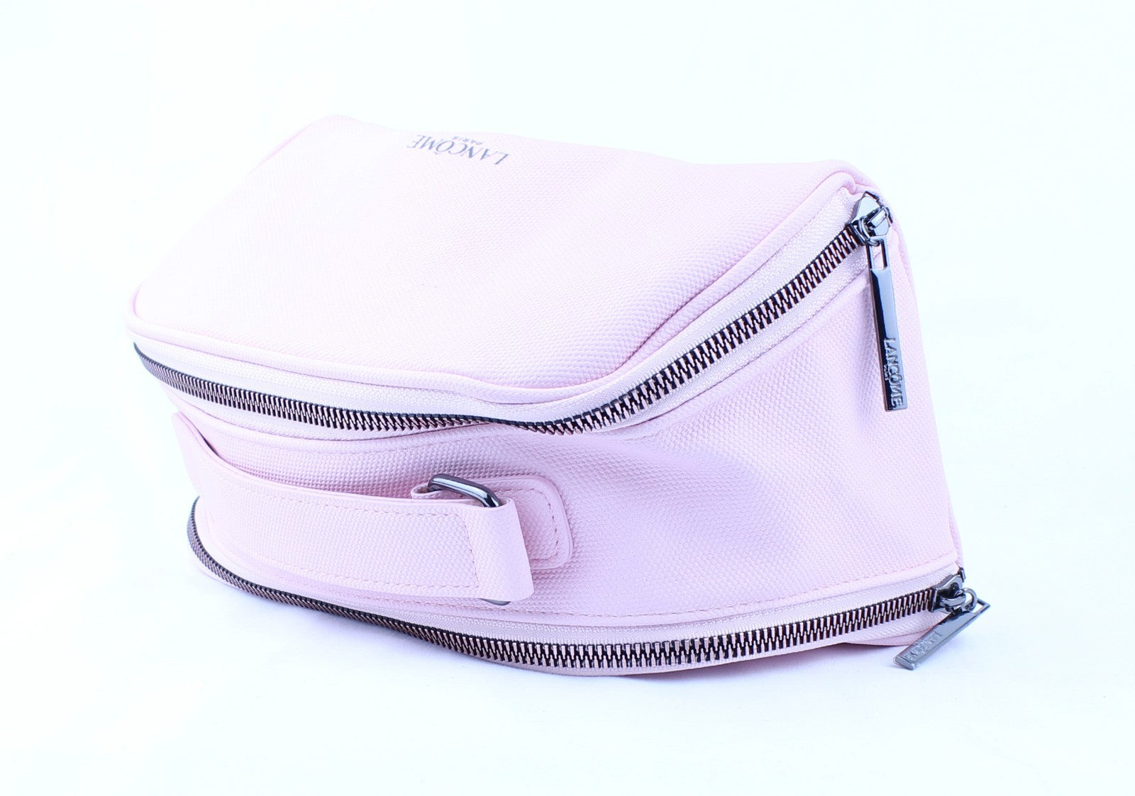 Lancôme cosmetic bag with double zippers and compartments pink