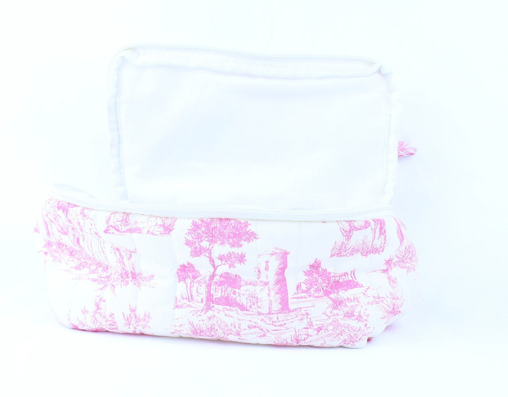 3Pcs Travel Cotton Quilted Cosmetic Bag Cute Floral Makeup Bag Large Toiletry...