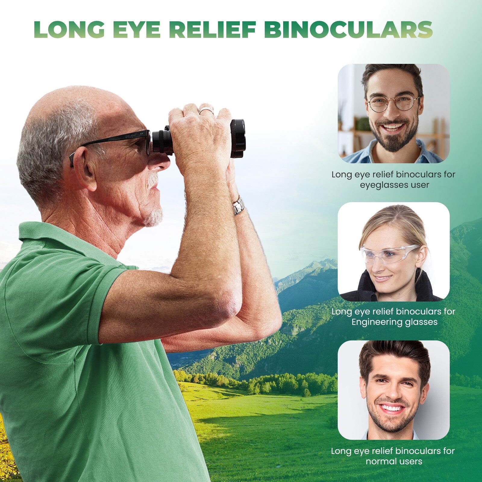 Binger 10x50 Long Eye Relief Binoculars High Defifinition Optical Glass