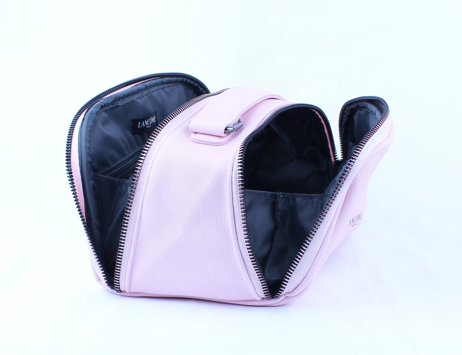 Lancôme cosmetic bag with double zippers and compartments pink