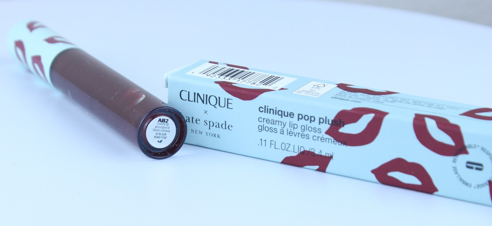 CLINIQUE  x KATE SPADE #01 BLACK HONEY Pop Plush Creamy Lip Gloss ~ 0.11oz NIB