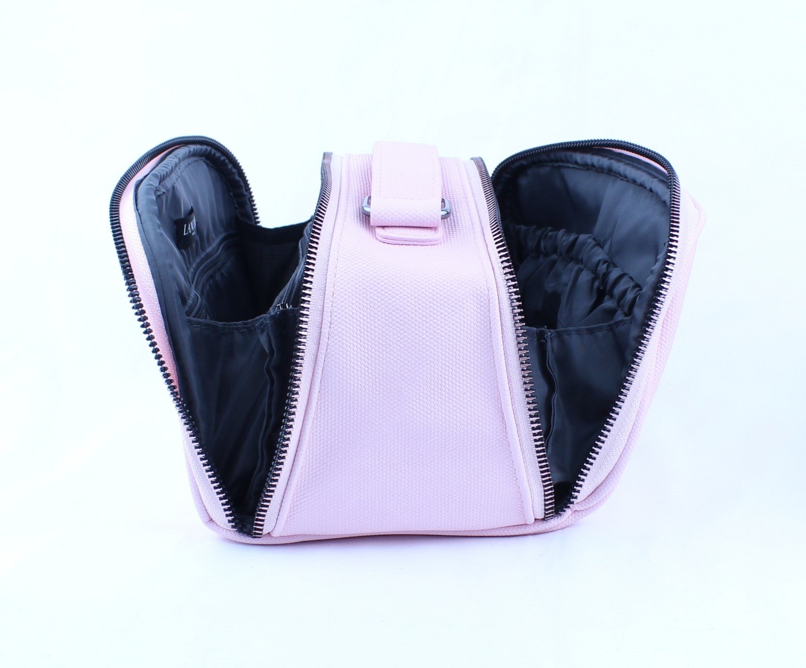 Lancôme cosmetic bag with double zippers and compartments pink