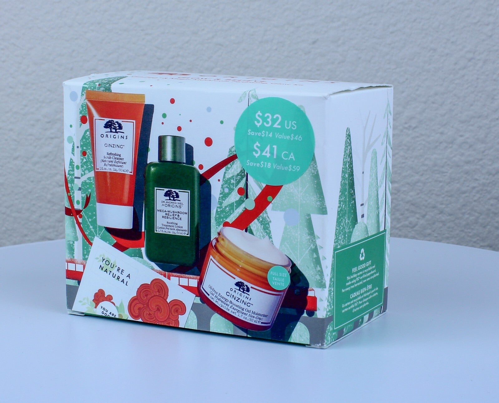 Origins Glow & Believe GinZing & Mega-Mushroom Hydrating Glow Kit Trio NIB
