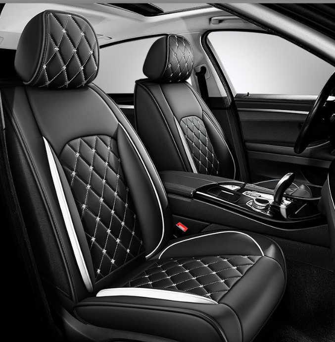 Universal 5 Seat Full Set Universal car seat faux leather black & white