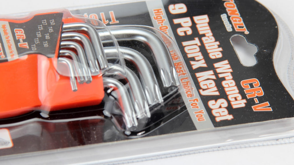 9 pcs Torx Key Set CR-V Durable Wrench 50 HRC T10, T15, T20,T27,T30,T40,T45,T50