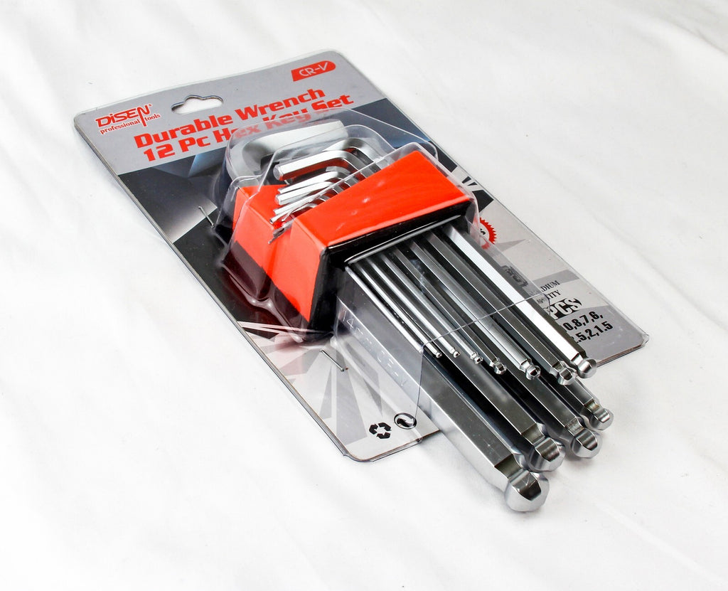 12 pcs Hex Key Set Wrench Durable CR-V 50-52 HRC High Quality  1 year warranty
