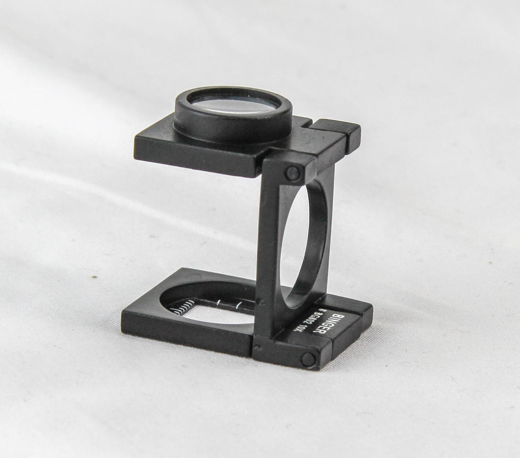 Binger  10x compact metal folding magnifier optical glass linen tester  BG802