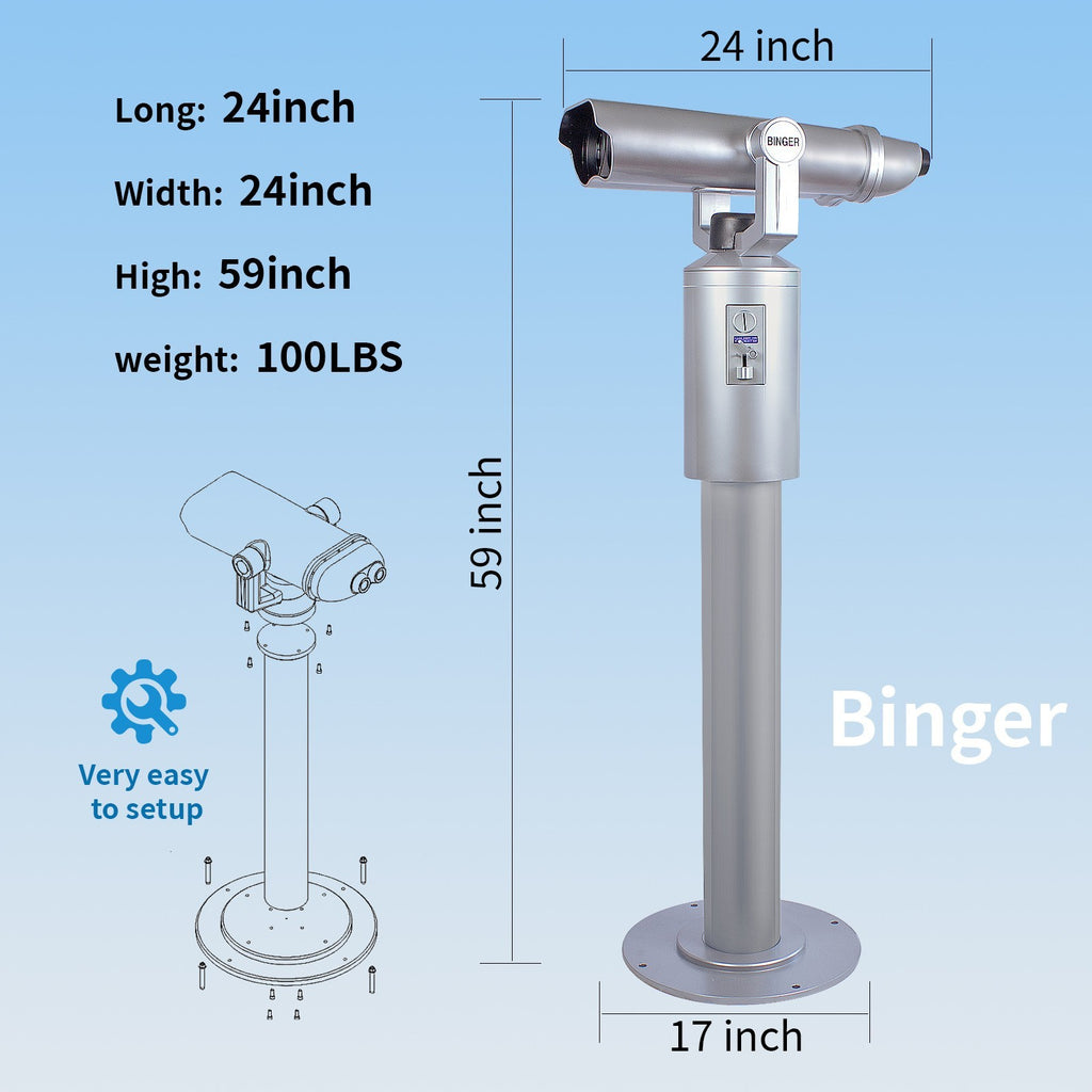 Binger 25x100 Binoculars mechanical coin-operated binoculars 100% waterproof.