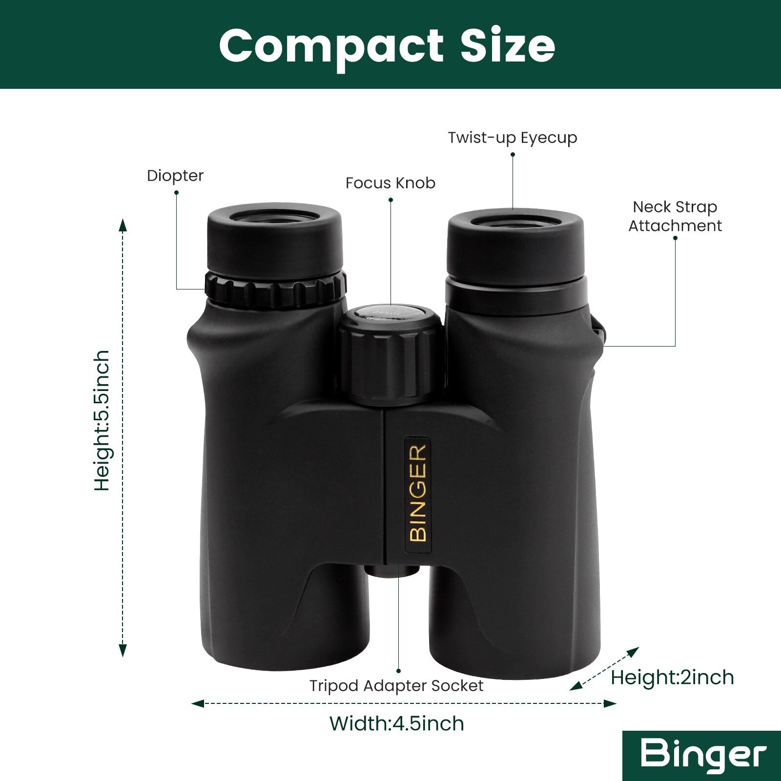 Binge10x42 waterproof binocular hunting, birdwatching, comping, hiking, o ring