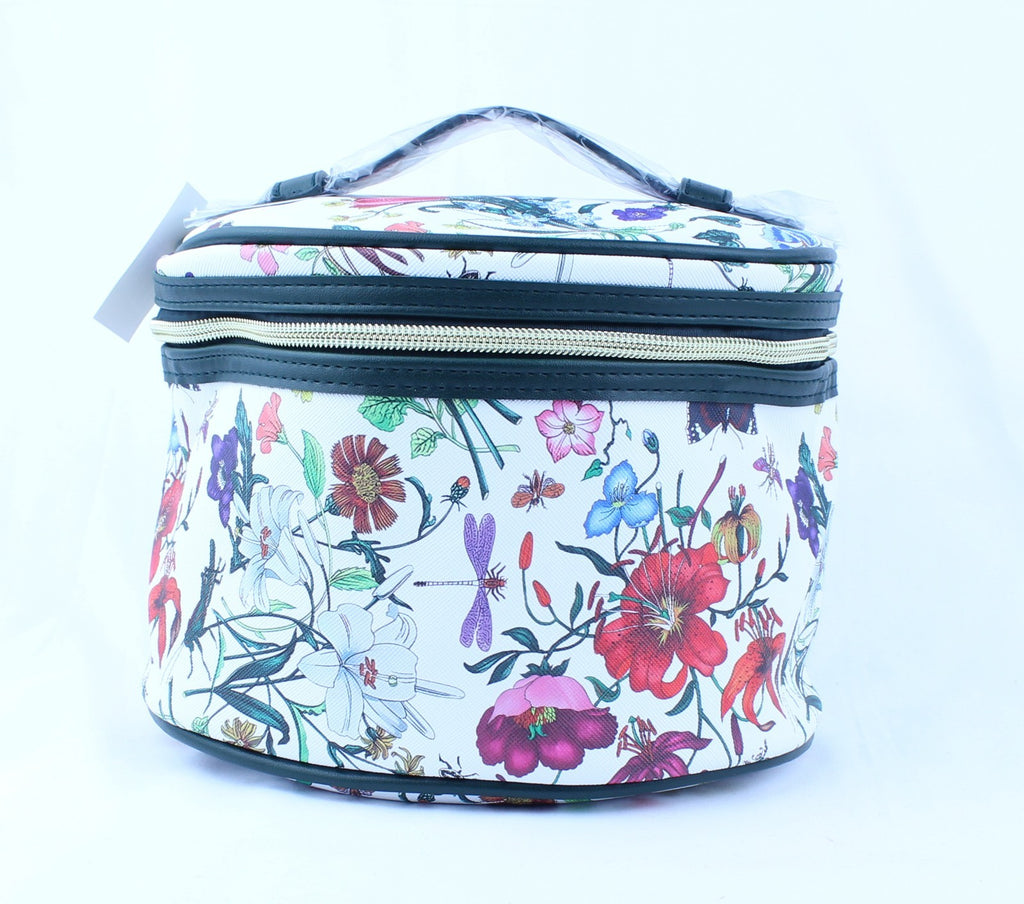 Floral Cosmetic Makeup Vanity Case Bag Travel Mirror  New