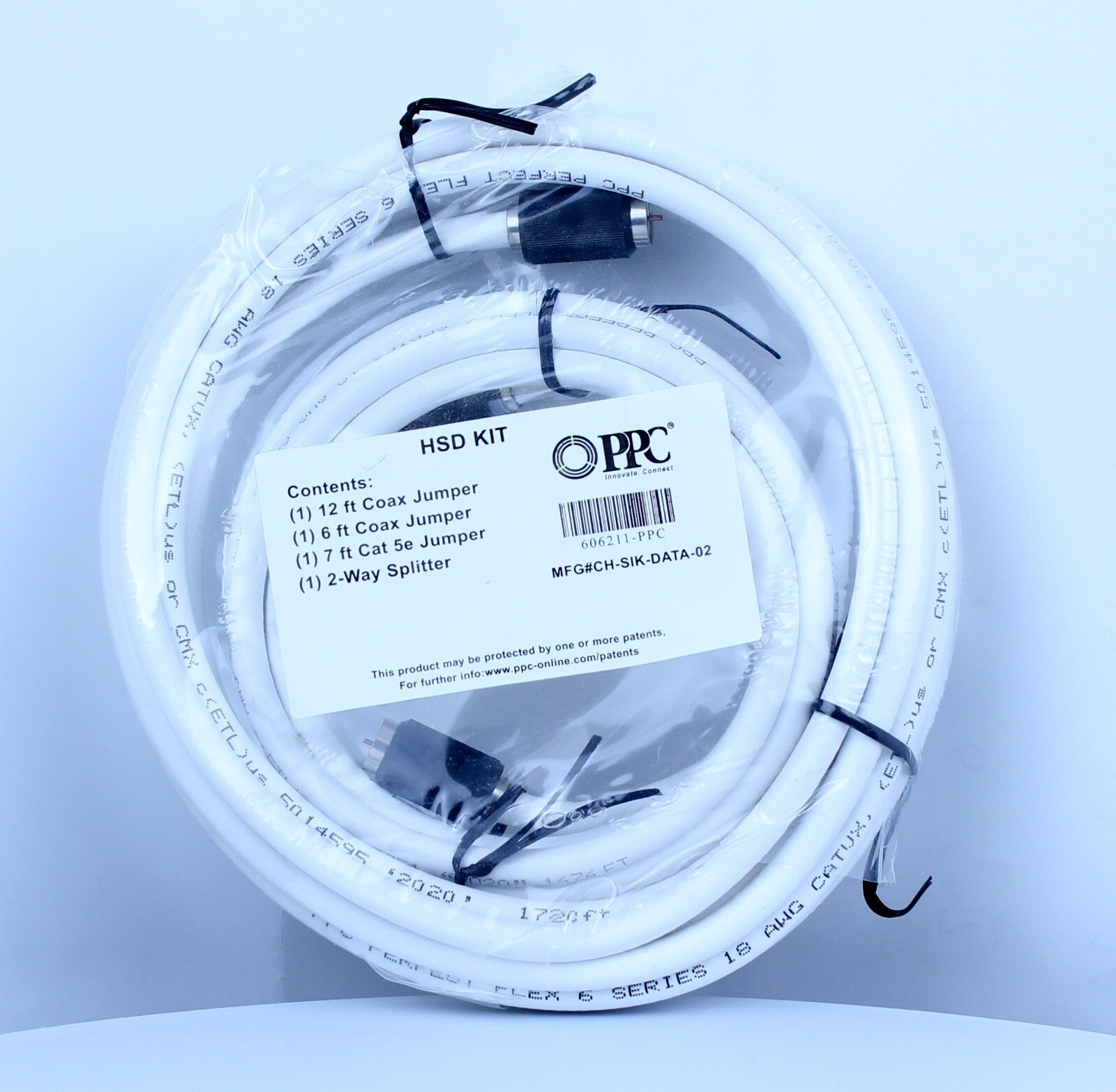 HSD Kit New Sealed 12 Ft. 6 Ft. Coax Jumper, 7 Ft. Cat 5e Jumper, 2-Way Splitter