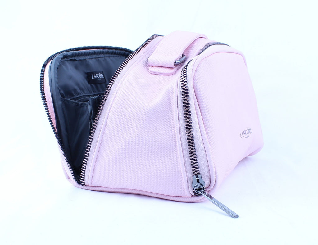Lancôme cosmetic bag with double zippers and compartments pink