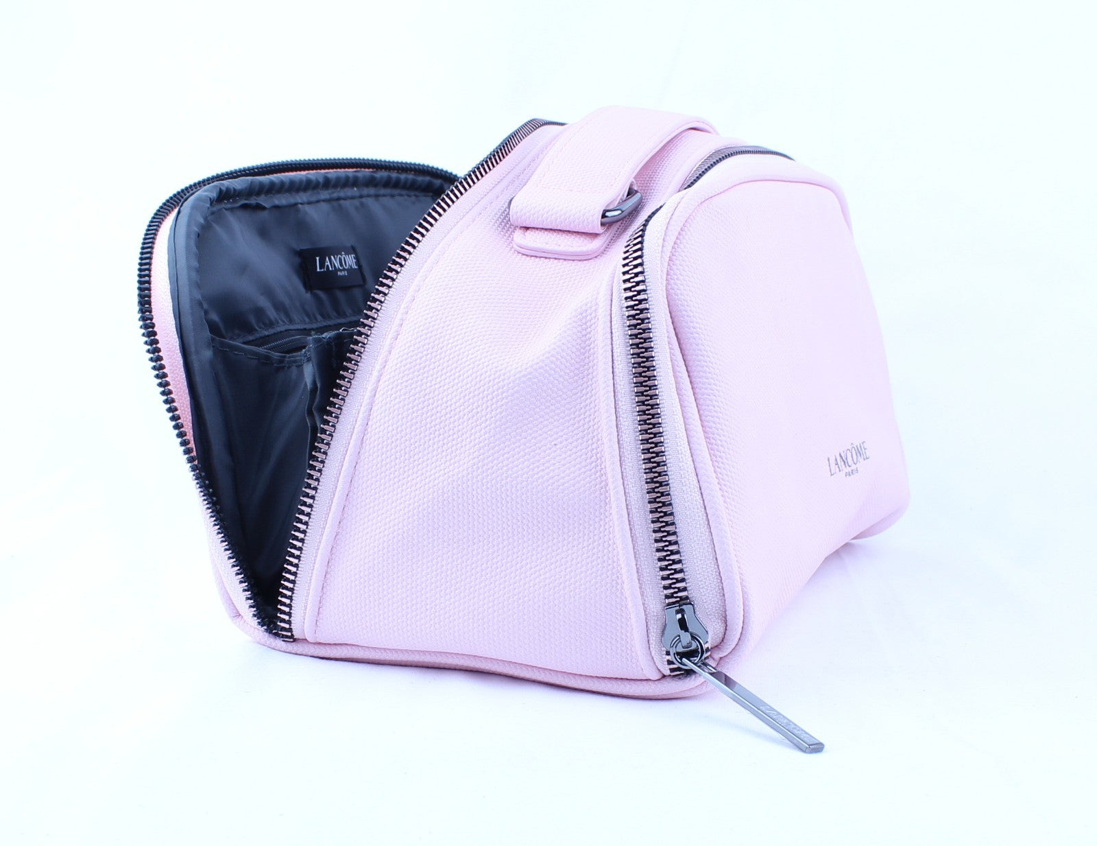 Lancôme cosmetic bag with double zippers and compartments pink