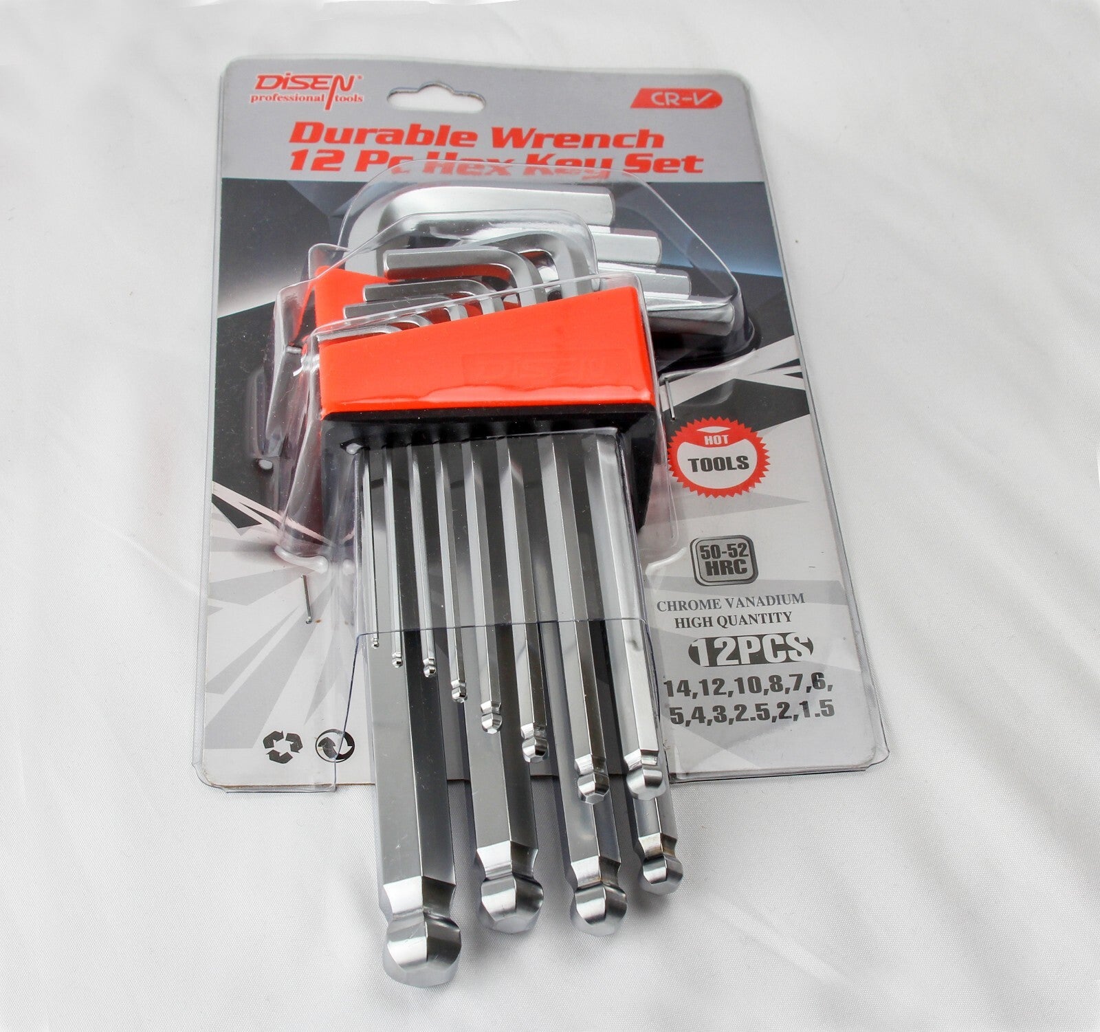 12 pcs Hex Key Set Wrench Durable CR-V 50-52 HRC High Quality  1 year warranty