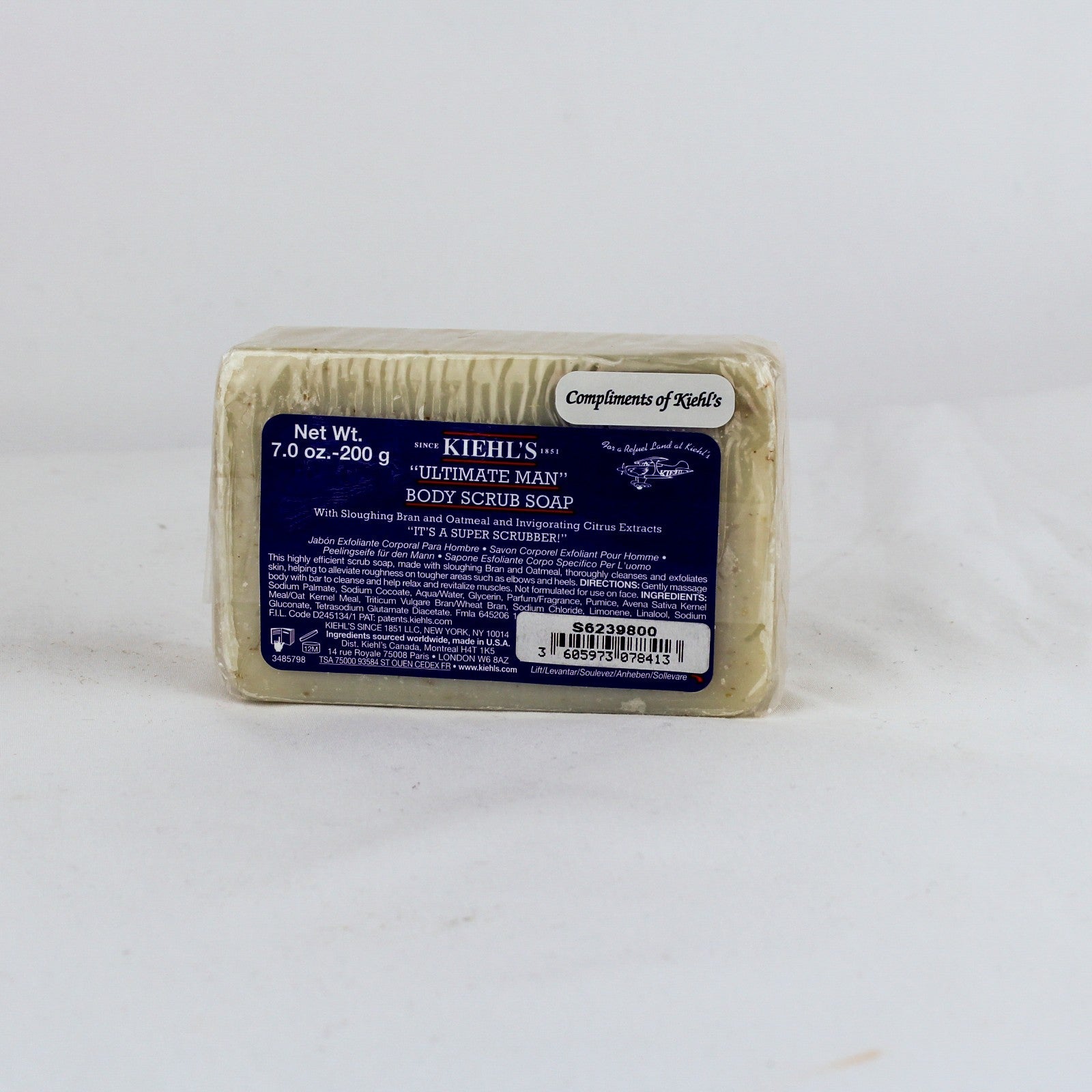 Kiehl's Ultimate Man Body Scrub Soap Bar "Fatigue Scrubber" 7oz. /200g