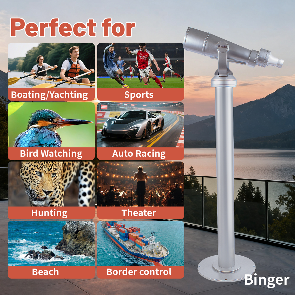 Binger 40x100 Giant Binoculars with Metal Stand Focus-Free APO Optics BAK-4