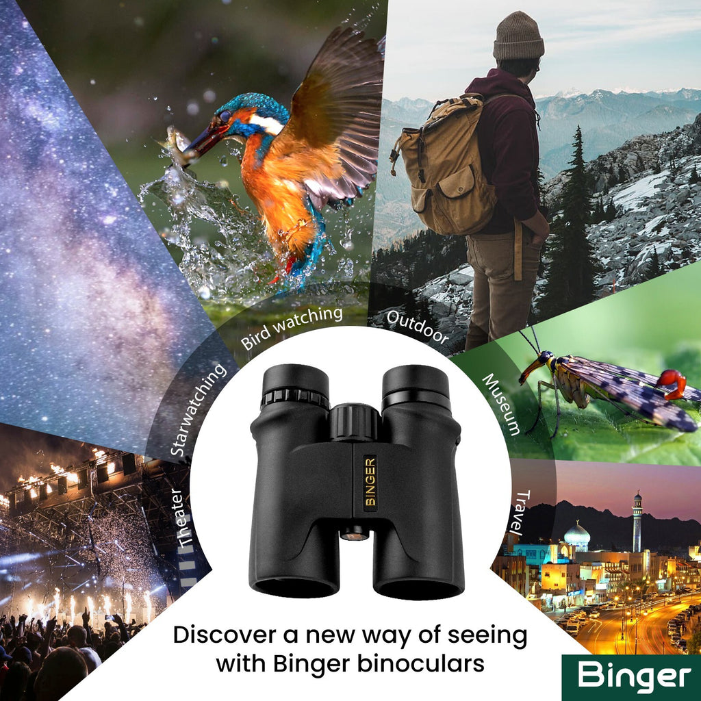 Binge10x42 waterproof binocular hunting, birdwatching, comping, hiking, o ring