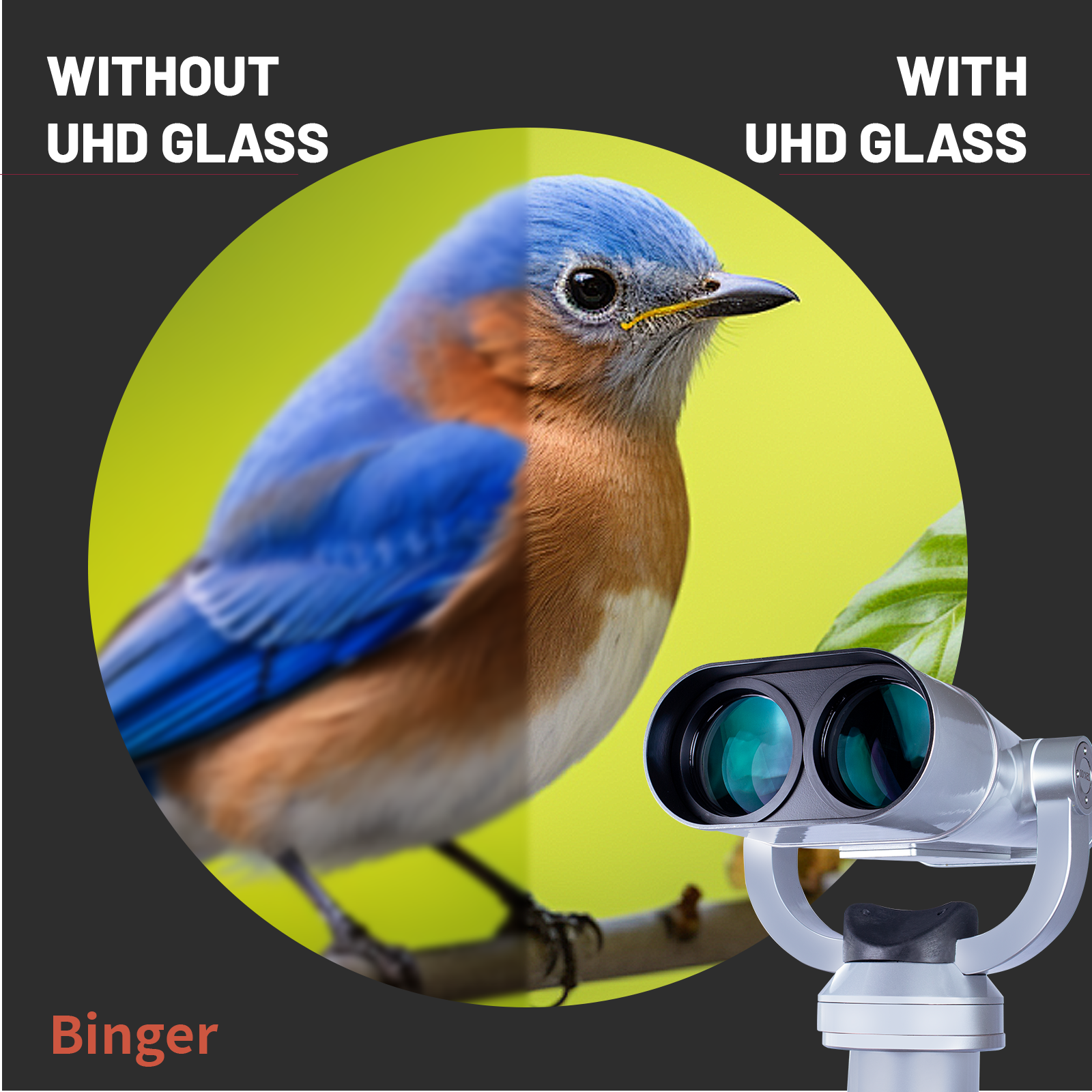 Binger 40x100 Giant Binoculars with Metal Stand Focus-Free APO Optics BAK-4