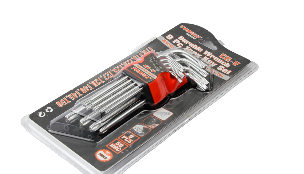 9 pcs Torx Key Set CR-V Durable Wrench 50 HRC T10, T15, T20,T27,T30,T40,T45,T50