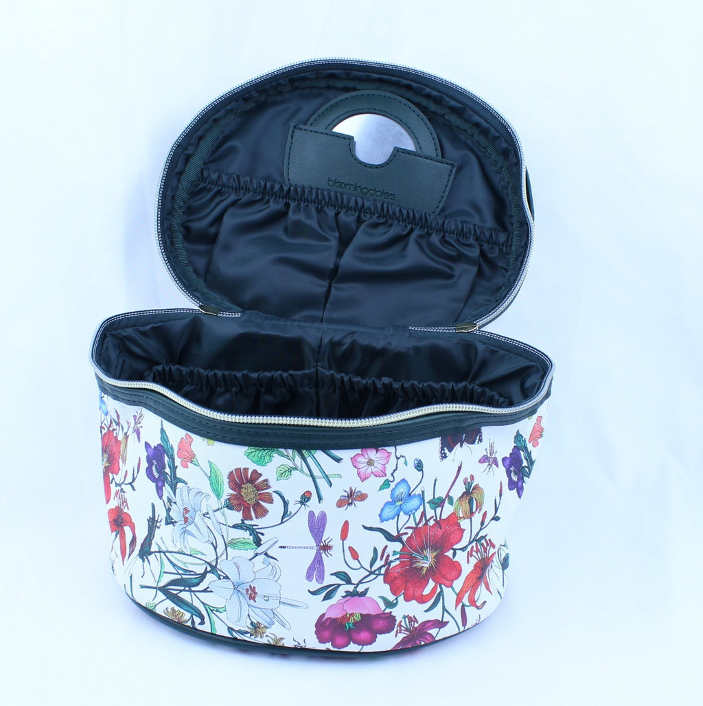 Floral Cosmetic Makeup Vanity Case Bag Travel Mirror  New