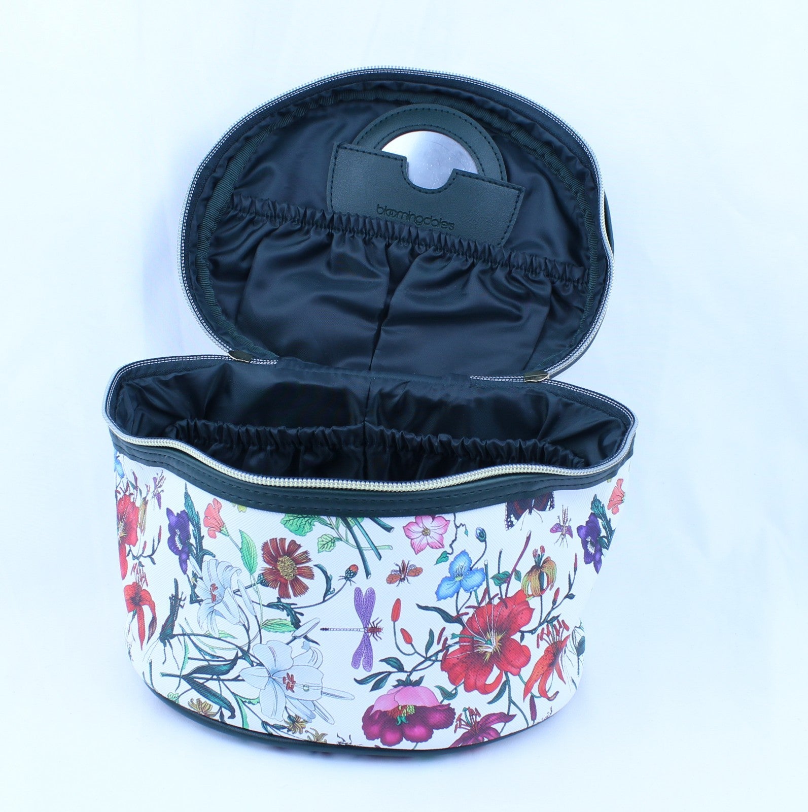 Floral Cosmetic Makeup Vanity Case Bag Travel Mirror  New