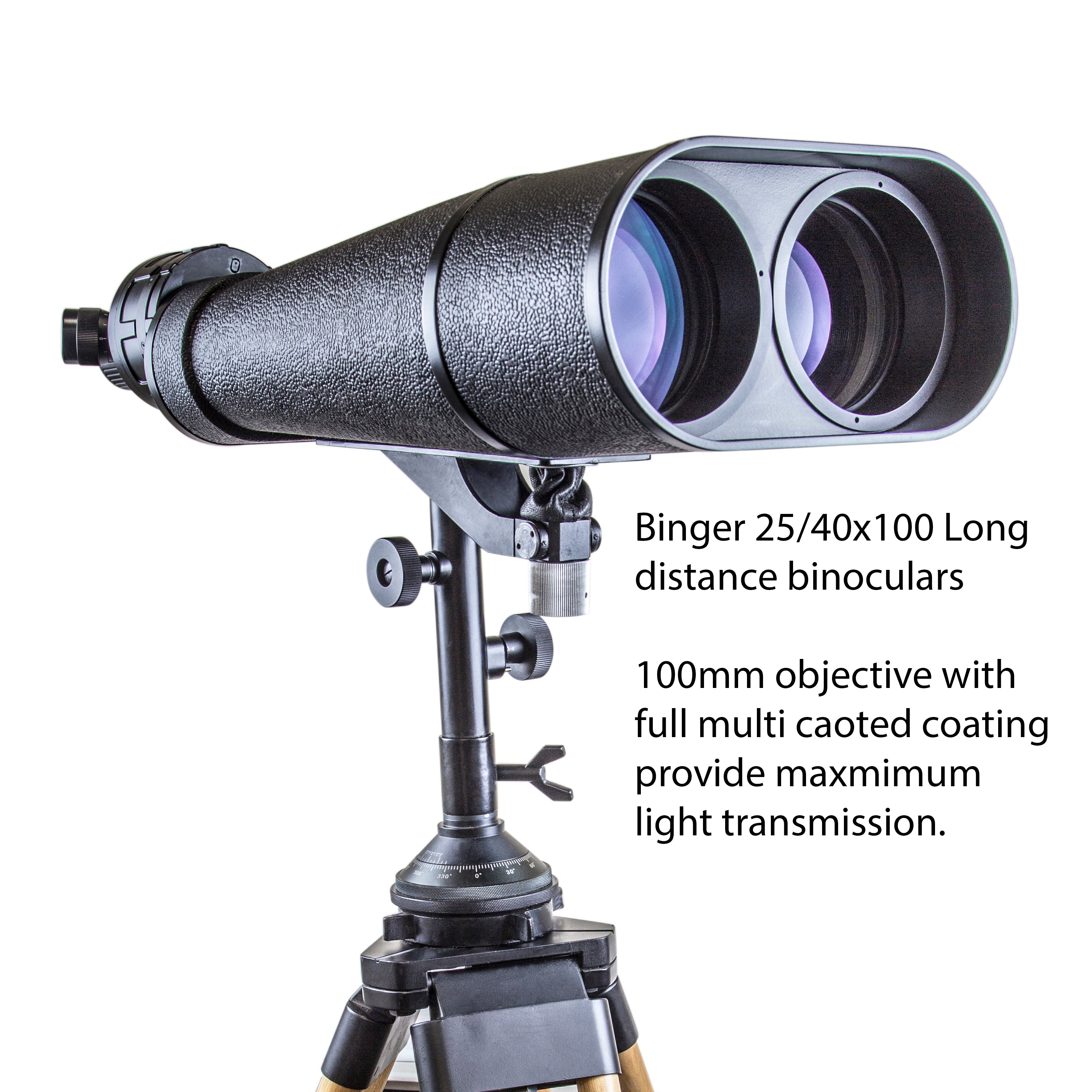 High range clearance binoculars